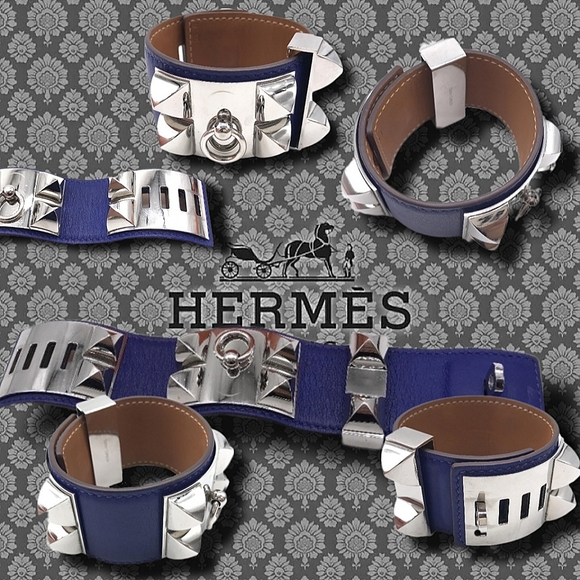 HERMÈS Authentic Collier De Chien 24 Bracelet Discontinued Color: Blue In Box - Picture 1 of 16